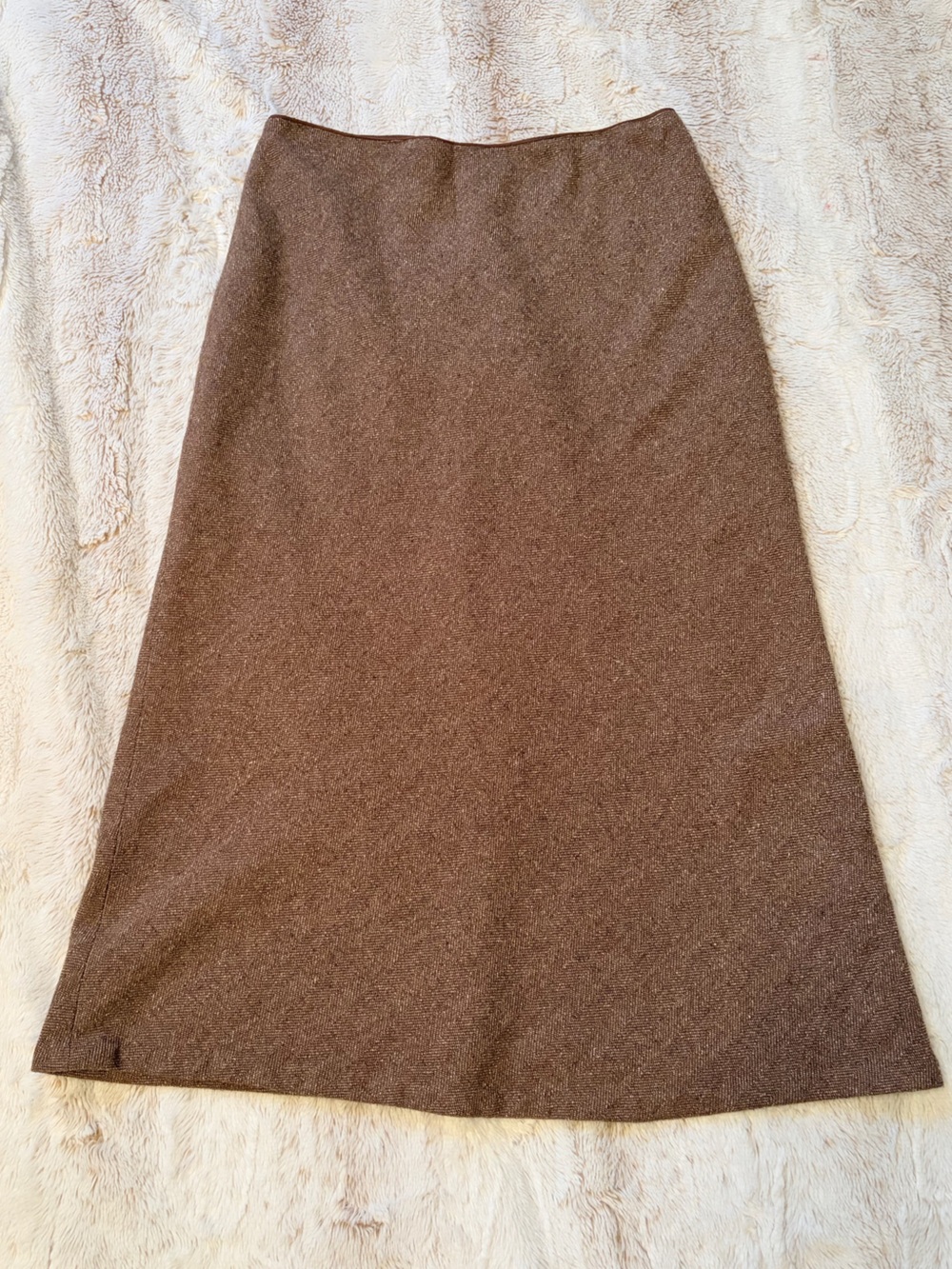 🤎 Vintage Oct 2000 Old Navy Wool Midi Skirt Brown Tweed Academia Y2K Preppy Fall